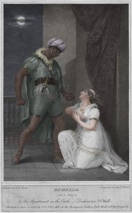 Othello. Näytös 4. Kohtaus 2. Asunto linnassa. Desdemona ja Othello, 1801. tekijältä Andrew Michel