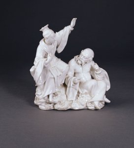 Derbyn kuivareunainen Chinoiserie-ryhmä, joka edustaa aistien kuulemista, n. 1750-52 (Kiina) tekijältä Andrew Planché
