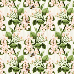 Crab Apple Blossom and Honey Bee, 2017, muste ja digitaalinen