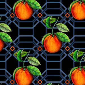 Oranssi geometrinen, 2018, kynä ja muste, akvarelli, digitaalinen)