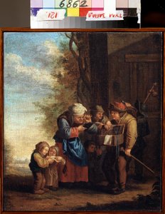 ""Lasien myyjä tai näön allegoria"" (Silmälasien myyjä. Silmänäkö (sarjasta Viisi aistia) Andries Dirksz Bothin (1608-1641) maalaus 1600-luvun valtion taidemuseo Tula Venäjä