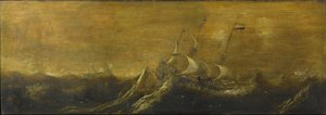 Laivat myrskyssä tekijältä Andries van Eertvelt (attributed to)