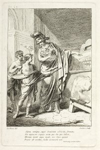 Minerva opettaa nuorta taiteilijaa, kuvitus Catalog historique du Cabinetille, kirjoittanut Mariette