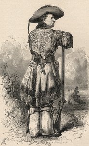Charles H. Utter, alias Colorado Charlie, kuvitus teoksesta "The World in the Hands", kaivertanut Henri Theophile Hildibrand (1824-97), julkaistu 1878