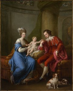 Edward Smith Stanley (1752-1834), Derbyn kahdestoista jaarli, Elizabeth, Derbyn kreivitär (Lady Elizabeth Hamilton, 1753-1797), ja heidän poikansa (Edward Smith Stanley, 1775-1851) tekijältä Angelica Kauffmann
