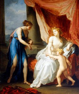 Cupidon haavoittama Euphrosyne valittaa Venukselle (öljy kankaalle) tekijältä Angelica Kauffmann