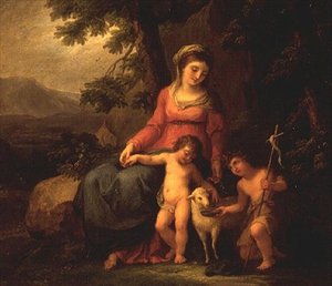 Neitsyt Maria ja Kristuslapsi sekä Johannes Kastaja. tekijältä Angelica Kauffmann