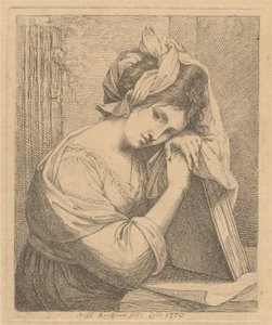 Mietteisiinsä vaipunut nuori nainen tekijältä Angelica Kauffmann