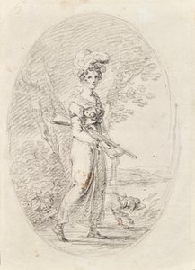 Metsästäjä koiran kanssa tekijältä Angelica Kauffmann