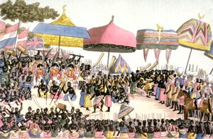 Englannin suurlähetystö Norsunluurannikolla, n. 1820 (kaiverrus) tekijältä Angelo (after) Biasioli