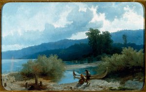 Järven maisema (Lakescape) Angelo Beccarian (1820-1897) maalaus 1862 Koko 55,5x90,3 cm Genes, Galleria d