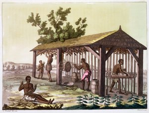 Orjat valmistavat tupakkaa, Virginia, USA. c1790 c1820-1839