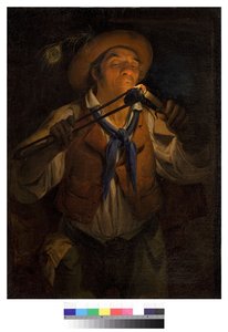 Talonpoika sytyttämässä kynttilää, 1850