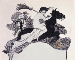 Noidat liikkuvat ilmassa. Angelo Jankin (1868-1940) kuvitus Jugendille