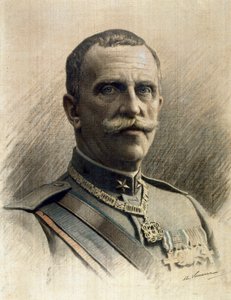 Victor Emmanuel III:n (1869-1947) muotokuva Angelo Vernazzan (1869-1937) piirustus Dim. 97x70 cm Genes Nervi, Modernin taiteen galleria, inv. 0597 tekijältä Angelo Vernazza