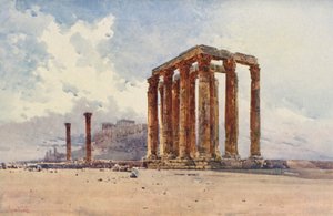 Olympolaisen Zeuksen pylväät, Ateena (väri litho)