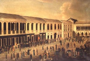 Näkymä hongeista kantonin ranta-alueella, n. 1825