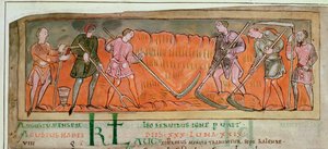 Cott Tib B V f.6v Sadonkorjuu, kalenterista, n.1030 (vellum) (41681:n yksityiskohta) tekijältä Anglo Saxon