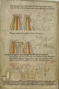Puuvilla Claudius B. IV, f.23v Lot ja Abraham tekijältä Anglo Saxon