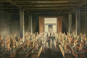 Teearkkujen täyttö; ja teen valmistus ensimmäisessä prosessissa, n. 1820