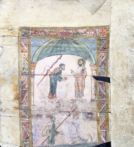 Kristus neuvoo Pietaria Kapernaumissa kunniarahoista, n. 1000 jKr tekijältä Anglo Saxon