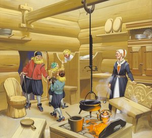 1700-luvun norjalainen koti (guassi paperille) tekijältä Angus McBride