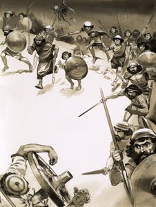Muinaiset britit hyökkäävät roomalaisten kimppuun () tekijältä Angus McBride