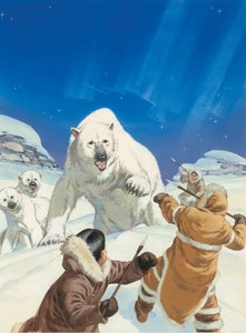 Jääkarhut ja eskimot (guassi paperille) tekijältä Angus McBride