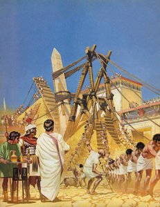 Cleopatras-neulan nostaminen Egyptissä (värilitografia) tekijältä Angus McBride
