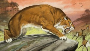 Sapelihammastiikeri metsästämässä tekijältä Angus McBride