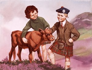 Skotlantilaiset lapset kansallispuvussaan tekijältä Angus McBride