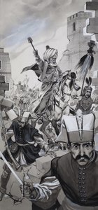 Konstantinopolin kukistuminen (guassi paperille) tekijältä Angus McBride
