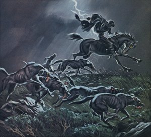 Villimetsästys (värilitografia)