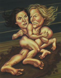 Julian ja Jodien taistelu, 2012 (akryyli kuvituskartongille) tekijältä Anita Kunz