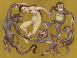 The Tamarin Dancers, 2015 (akryylimaali kuvituskartongille) tekijältä Anita Kunz