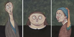 Women Chilling, 2017 (akryylimaali kuvituskartongille) tekijältä Anita Kunz