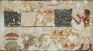 Kopio seinämaalauksesta, Rekhmiren yksityinen hauta 100, Thebes, 1900-luku