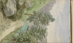 Vuoristomaisema vedellä Glionissa tekijältä Anna Catharina Maria van Eeghen (possibly)