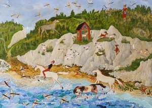 Lentävä kala, 2020 (akryyli) tekijältä Anna Pugh