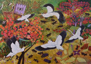 Henry watching Herons, 2020 (akryyli) tekijältä Anna Pugh
