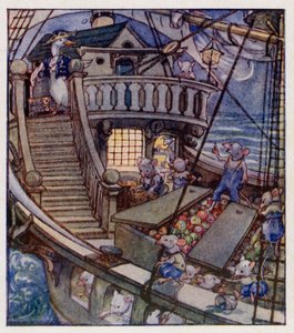 Lastenlaulu: I Saw A Ship A-Sailing (väri litho) tekijältä Anne (after) Anderson