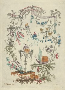 Chinoiserie uudesta kiinalaisten arabeskimuistikirjojen sarjasta, 1790-1799.