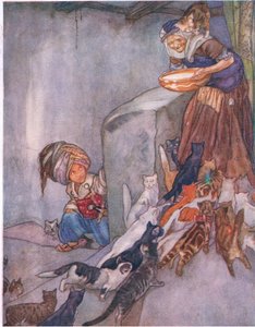 Maito perheelle, kirjasta The Big Book for Children (Herbert Strang), julkaisija Humphrey Milford, Oxford University Press, n. 1920 tekijältä Anne Anderson