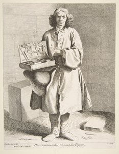 Veitsien, saksien ja kampajen kauppias, 1742.