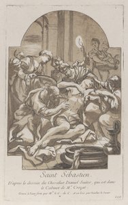 Pyhän Sebastianin marttyyrikuolema, n. 1729. tekijältä Anne Claude Philippe de Caylus