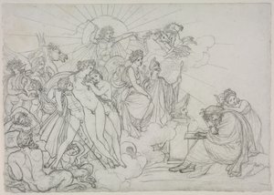 Rukous jumalille, jotka johtavat maataloutta Vergiliusin teoksesta "Georgics" tekijältä Anne Louis Girodet de Roucy Trioson