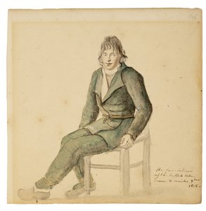 Fair American Indian Man of the Buffalo Tribe, Canisteo, New York, 1808 (akvarelli, grafiitti ja hiili paperille)