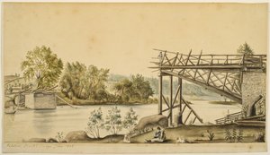 Incomplete Bridge, Palatine, New York, 1808 (akvarelli ja grafiitti paperille)