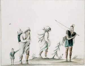 Intialainen perhe, n. 1807 (akvarelli paperille)