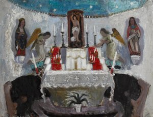 Pyhän Jeanin kirkossa, Tréboul, n.1953-54 (öljy kartongille). tekijältä Anne Redpath